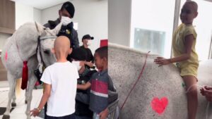 Cavalaria visita crianças com câncer
