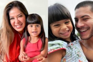 Filha de Maíra Cardi e Arthur Aguiar treina pesado em academia