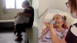 Filha nina mãe de 92 anos