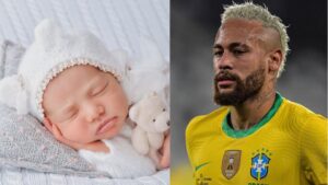 Mavie veste camiseta da seleção brasileira