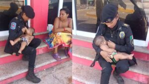 A policial amamentou o bebê