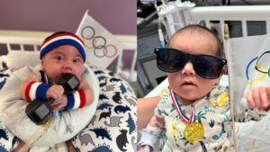 Bebês na UTI Neonatal usam roupas de esportes em homenagem à abertura das Olimpíadas