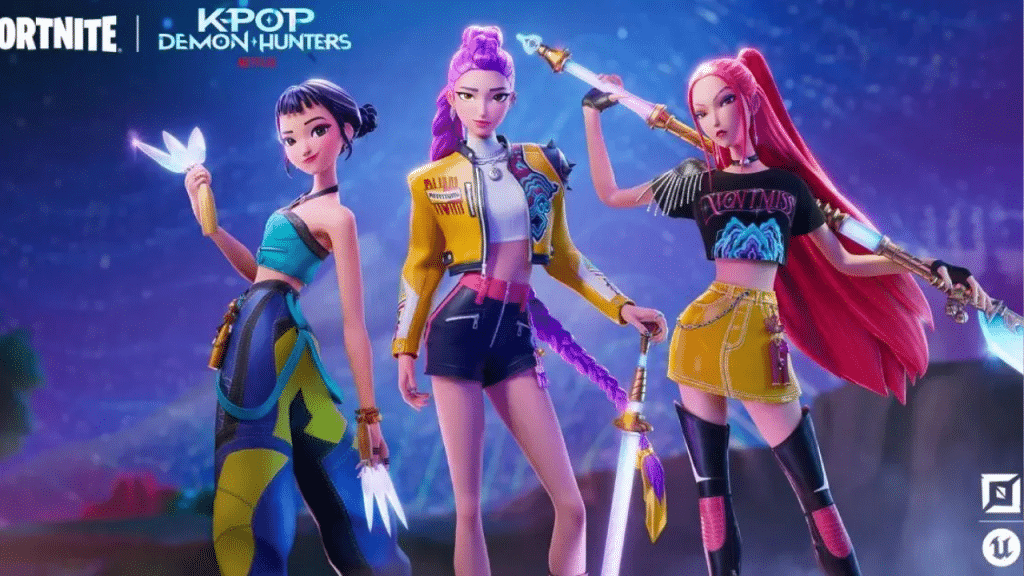 Imagem das personagens do filme Guerreiras do K-pop