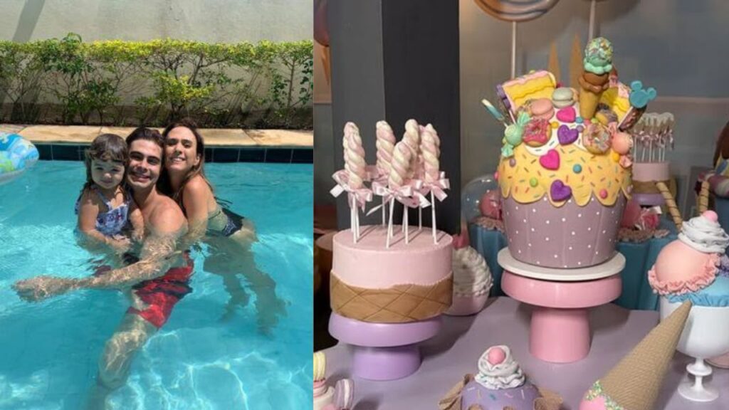 Tatá Werneck celebra 7 anos da filha com festa inspirada no mundo dos doces